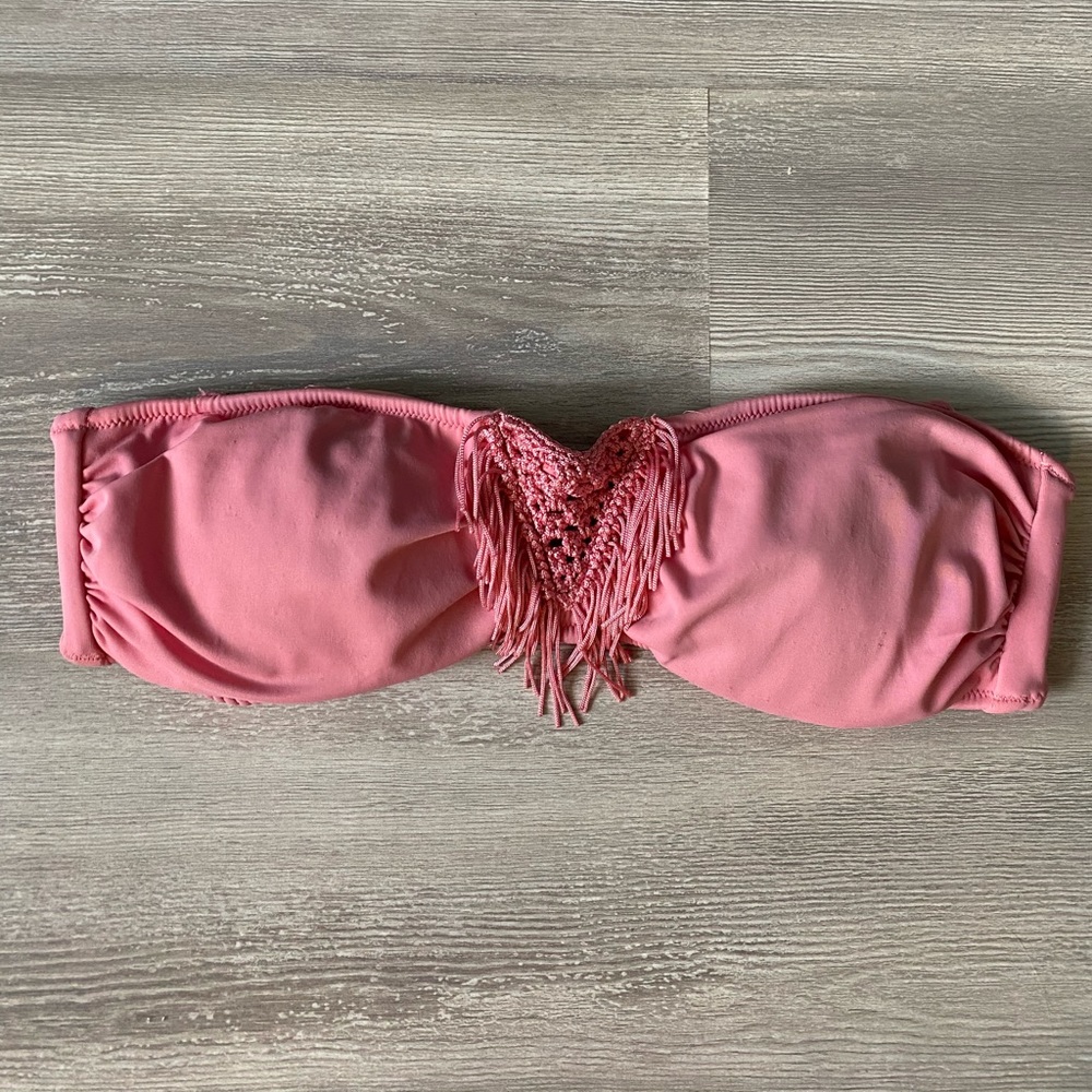 Victoria’s Secret rose pink fringe small bikini top